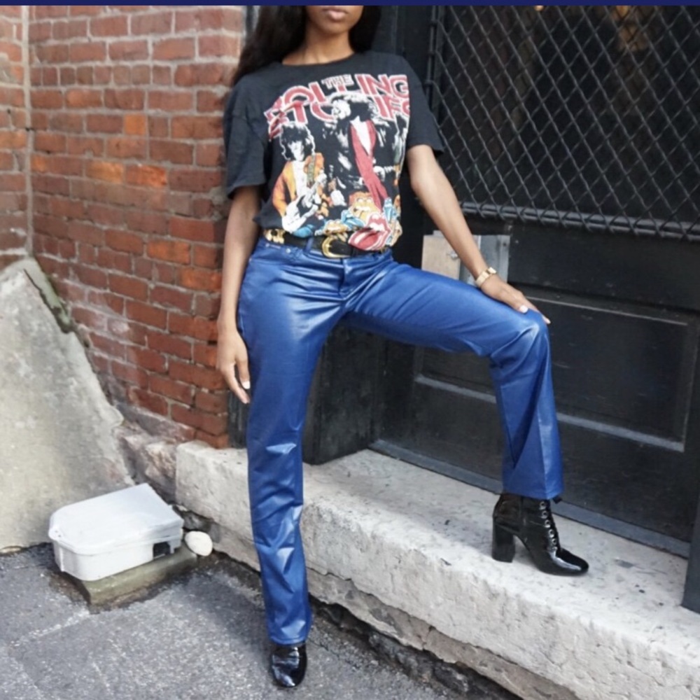 Metallic Blue Bubblegum Pants